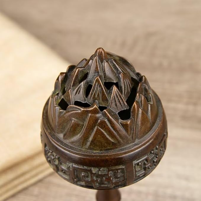 Copper Incense Burner Chinese Brass Incense Burner Kit Traditional Zen Incense Burner Antique Style Office Yoga Home Decor 3 * 3 * 7.1IN 1.3LB