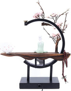 Backflow Incense Holder with LED Light, Chinese Style Ceramic Backflow Incense Burner Perfect for Relaxing or Home Decor (Chinese Style A)