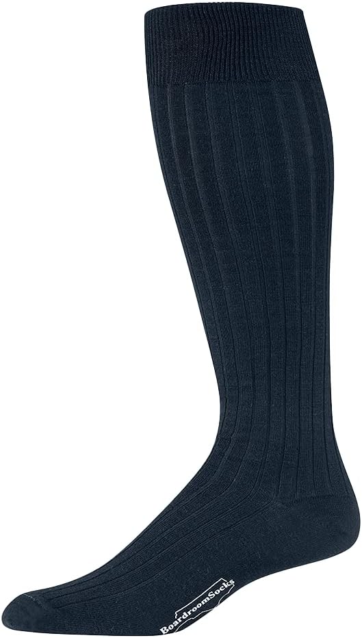 Merino Wool Dress Socks for Men – Over-the-Calf, Ribbed Wool Dress Socks for Size 8-12 – Breathable, Reinforced Heel and Toe