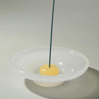 LIULI Glass & JadeIncense Holder, – Glass Ceramic Stick Burner for Meditation, Aromatherapy,The Minimalist Design Burner for Stick Incense (White Base Yellow Insert)