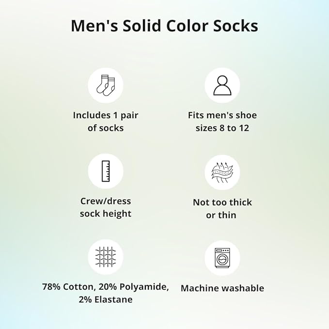 tiemart Men's Socks, Fits Men's Shoe Sizes 8-12