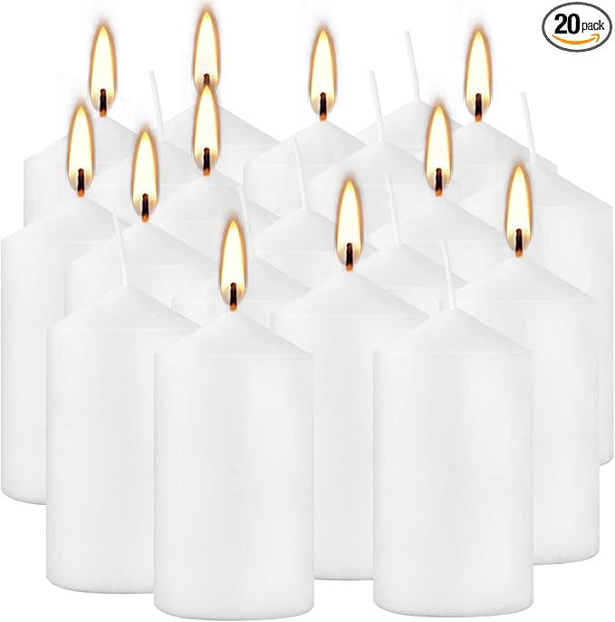2x4 High White Pillar Candles, Set of 20, Unscented. Bulk Buy. Ideal for Wedding, Emergency Lanterns, Spa, Aromatherapy, Party