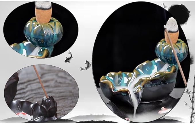 Chakras Backflow Incense Burner, Crystal Tree Incense Waterfall Fountain, Cone Incense Holde, Living Room Shelf Aesthetic Decor