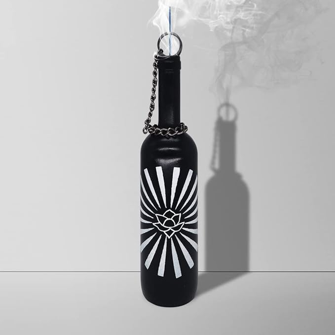 Sermo Glass Bottle Incense Holder Burner (Lotus (Rising) - Black)