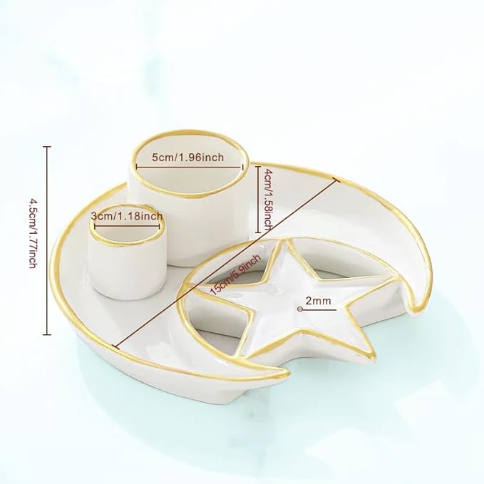 Incense Holder,4 in 1 Palo Santo Holder for Burning Sage and Sticks,5.9" Ceramic Incense Burner,White Candle Holder Ash Catcher Tray for Meditation Home Zen Decor Gift