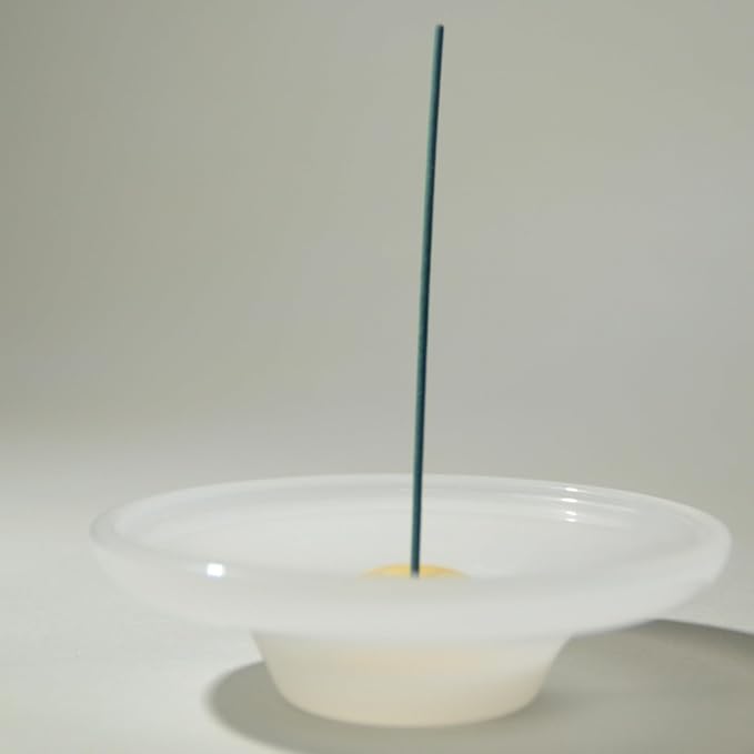 LIULI Glass & JadeIncense Holder, – Glass Ceramic Stick Burner for Meditation, Aromatherapy,The Minimalist Design Burner for Stick Incense (White Base Yellow Insert)