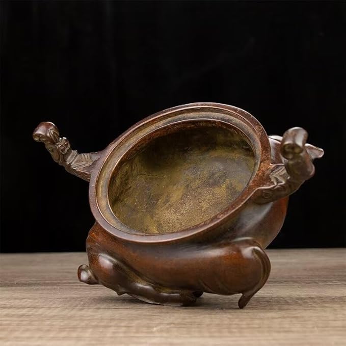 Incense Burner Chinese Incense Holder Brass Incense Burner Zen Copper Incense Burner Antique Style Home Office Fengshui Decor 8.3 * 5.5 * 7.9IN 9.3LB