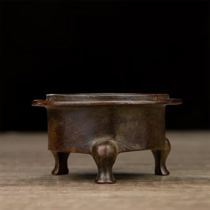 Incense Burner Chinese Incense Holder Brass Incense Burner Zen Copper Incense Burner Antique Style Home Office Fengshui Decor 3 * 3 * 3.4IN 0.8LB