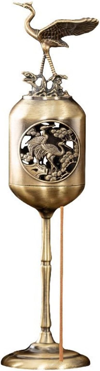 Antique Golden Magpie Lantern Incense Burner, Multi-Use Decorative Incense Holder, Elegant Zinc Alloy Craftwork, Ideal for Meditation, Relaxation, and Home Decor (Golden Crane)
