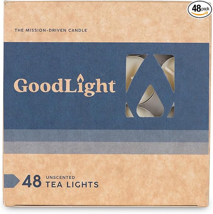 GoodLight Unscented Vegan and Paraffin-Free Tea Light Candles (48 Candles)