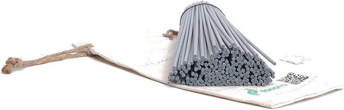 Resafy Reed Diffuser Sticks, Jecnovo Pack of 100 Fiber Sticks with Handmade Linen Bag, Safe and Non-Toxic, 9 Inches Long 3mm Diameter Aromatherapy Diffusers for Home, Spa and Office(Grey)