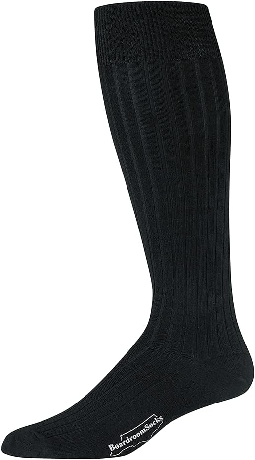 Merino Wool Dress Socks for Men – Over-the-Calf, Ribbed Wool Dress Socks for Size 8-12 – Breathable, Reinforced Heel and Toe