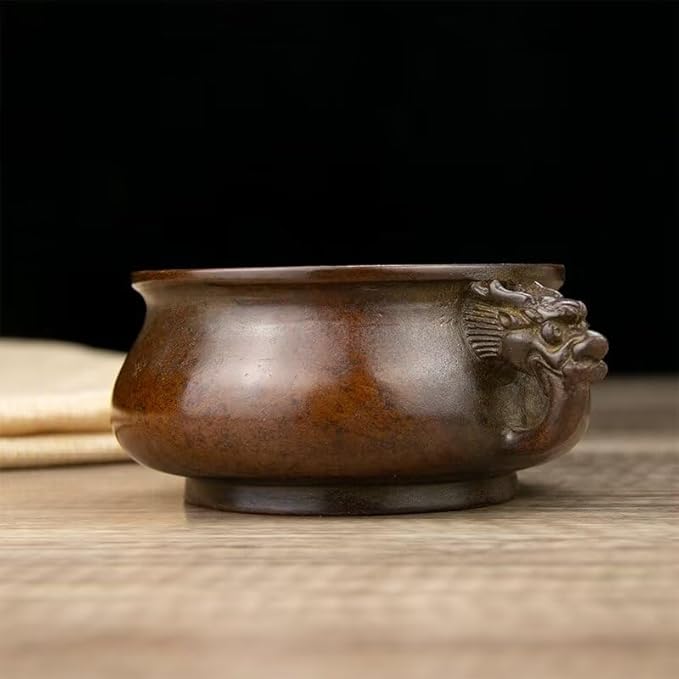 Copper Incense Burner Chinese Brass Incense Burner Kit Traditional Zen Incense Burner Antique Style Office Yoga Home Decor 6.3 * 4.3 * 2.2IN 2.2LB
