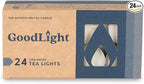GoodLight Unscented Vegan and Paraffin-Free Tea Light Candles (24 Candles)