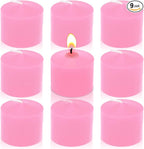 Pink Votive Candles, 9 Packs Unscented Small Votives for Valentine's Day Dinner Table Wedding, Holiday Party, Home (8 Hour), 1.5"" D x 1.25"" H