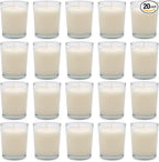 20 Packs White Votive Candles with Clear Glass Holder, 1.8 Oz Unscented Soy Wax Candle for Home Decoration, Candle Gifts for Christmas Thanksgiving Halloween
