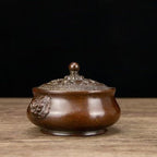 Copper Incense Burner Chinese Brass Incense Burner Kit Traditional Zen Incense Burner Antique Style Office Yoga Home Decor 4.5 * 3.7 * 3IN 1.5LB