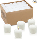 Votive Candles Bulk, 72 Packs Unscented White 1.5 inch Wax Candles for Wedding, Party, Holiday & Home, 8 Hours Burning