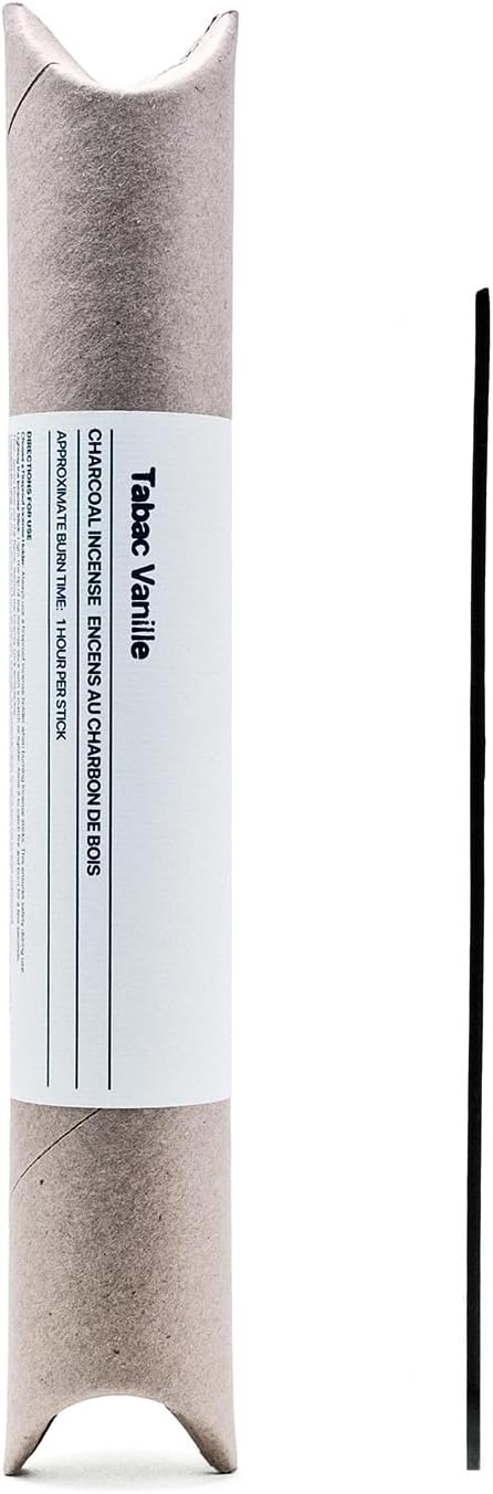 Tabac Vanille Coreless Pure Incense Sticks, Artisan-Crafted Niche Scent, Exclusive Low-Smoke Bamboo Charcoal Formula, Clean-Burning, 1-Hour Burn Time, 20 Sticks