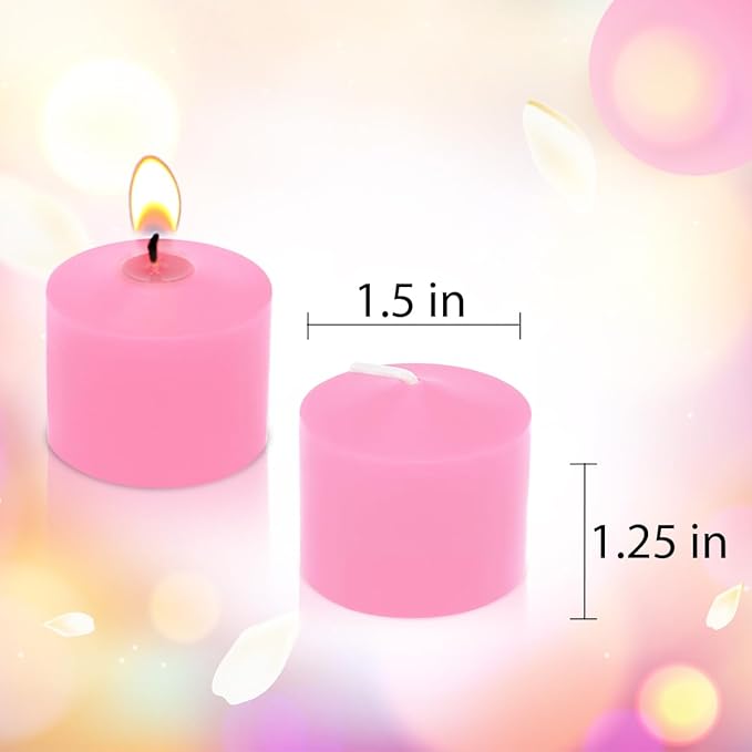 Pink Votive Candles, 9 Packs Unscented Small Votives for Valentine's Day Dinner Table Wedding, Holiday Party, Home (8 Hour), 1.5"" D x 1.25"" H