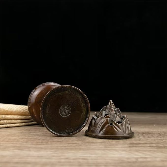 Copper Incense Burner Chinese Brass Incense Burner Kit Traditional Zen Incense Burner Antique Style Office Yoga Home Decor 3 * 3 * 7.1IN 1.3LB