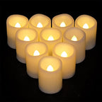 Eldnacele Votive Flameless Candles with Remote and Timer, Battery Operated Warm White Flickering Plastic LED Candles Set of 10 for Dinner Wedding Indoor Holiday Decor (D1.5×H2)