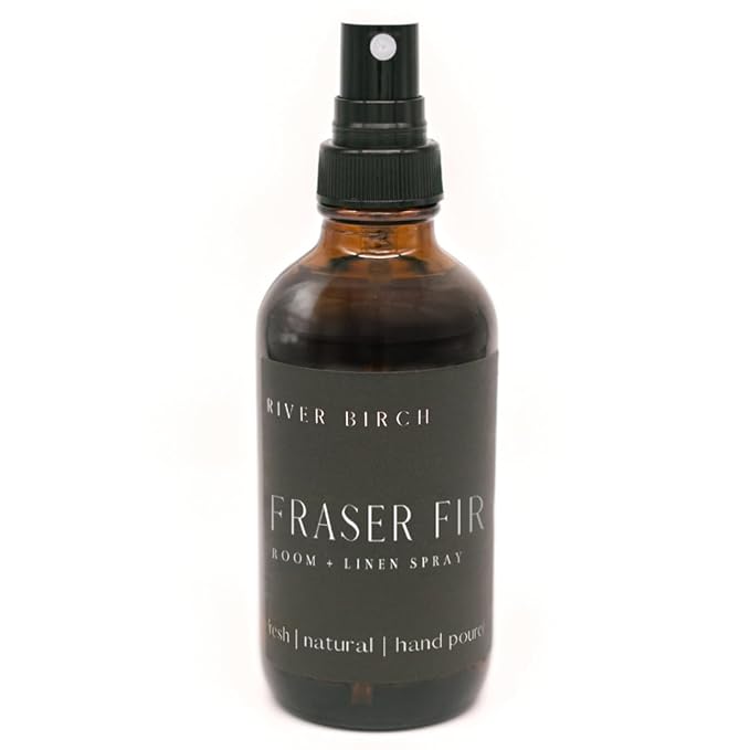 River Birch Fraser Fir Scented Linen and Room Spray | Home Fragrance | 4 oz Glass Amber Bottle | Luxury Signature Scent | Handmade in Texas