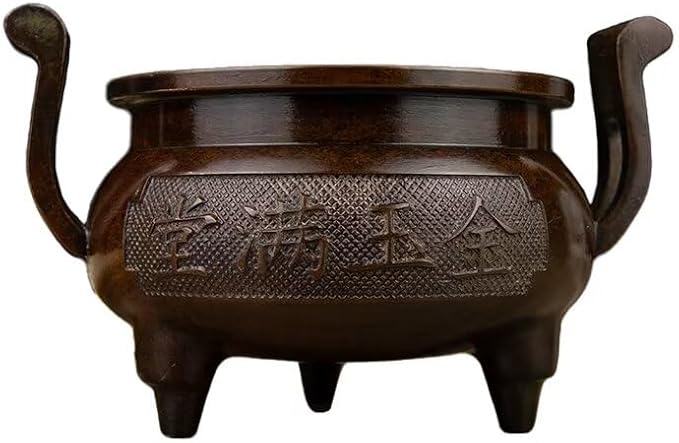 Incense Burner Chinese Incense Holder Brass Incense Burner Zen Copper Incense Burner Antique Style Home Office Fengshui Decor 7 * 5.1 * 4.3IN 2.2LB