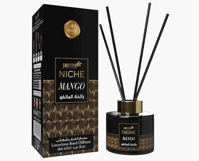 Mango Reed Diffuser for Home Long Lasting Air Freshener with Natural Essential Oils Fragrance Sticks Decorative Gift Scent Bottle for Room Office Bedroom Use 160ml