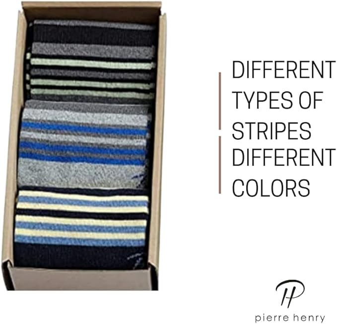 Pierre Henry Over the Calf Socks for Men (3 pairs) | Cotton Over the Calf Dress Socks | Long Socks Designed to Stay up 12+ hr