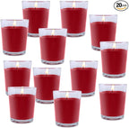 20 Packs Unscented Red Votive Candles in Glass Bulk Small Soy Wax Candles for Home Party Weddings Holiday, 20 X 1.8oz Red