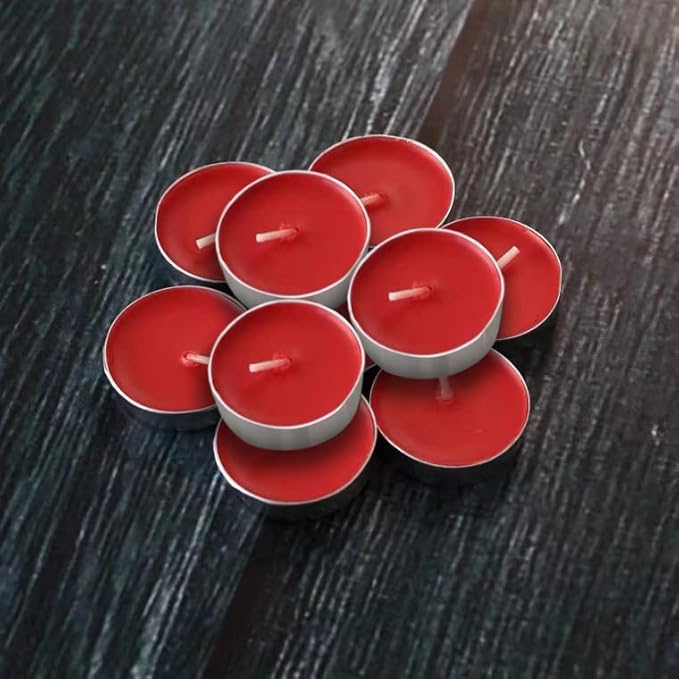 10 Pack Tea Candles Wedding Party and Home Decoration Votive Parties Tealight Small Wishing Bulk with 1.5-2 Hours Extended Burn Time Mini for Birthday Emergency Family (Red)