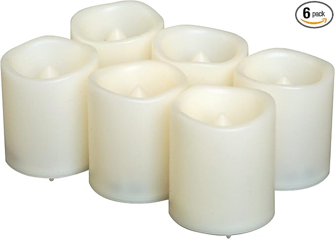CANDLE CHOICE Battery Operated Flameless Votive Candles with Timer, Small Timing LED Candle Lights with Automatic Built-in Daily Cycle Timer, 6-Hour on 18-Hour Off, Pack of 6, Batteries Included