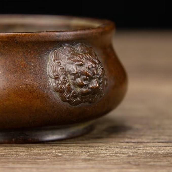 Copper Incense Burner Chinese Brass Incense Burner Kit Traditional Zen Incense Burner Antique Style Office Yoga Home Decor 4.5 * 3.7 * 3IN 1.5LB