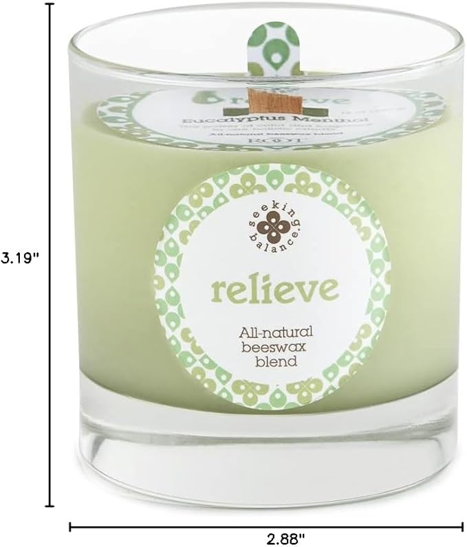 Root Candles Scented Spa Candles Seeking Balance® Handcrafted Wood Wick Aromatherapy Candle, 5.8-Ounce, Relieve: Eucalyptus & Menthol
