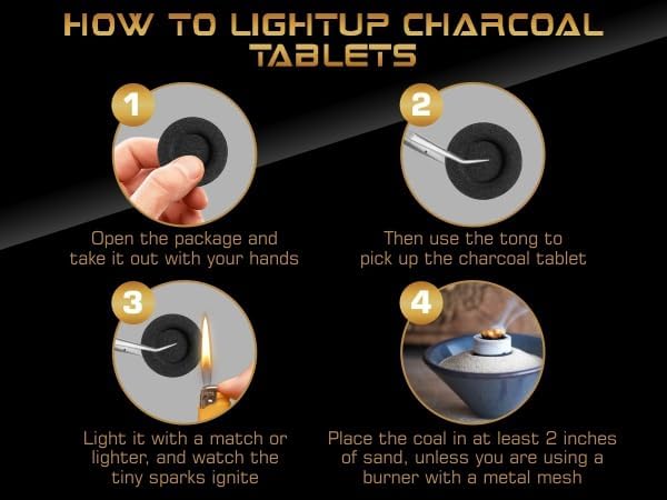 Coal Instant Light - Incense Charcoal Disks - Set of 100 Tablets - 40 mm Quick Light Briquettes - Natural, Slow Burn and Low Smoke (100)