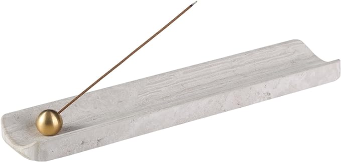 Koville Natural Marble Incense Holder, Incense Holders for Sticks, Incense Burner Holder, Ideal for Meditation and Relaxing, Easy to Clean(White Wooden)