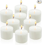 9-Pack 1.25-Inch White Votive Candles, Unscented Small Tealight Candle for Home Decor, Church and Special Occasions