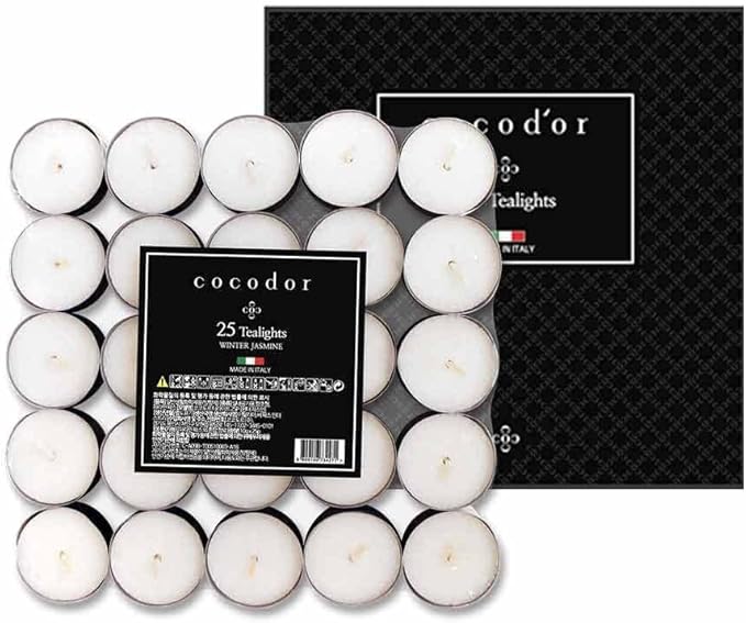 COCODOR Scented Tealight Candles/Winter Jasmine / 100 Pack / 4-5 Hour Extended Burn Time/Made in Italy, Cotton Wick, Scented Home Deco, Fragrance, Mother's Day
