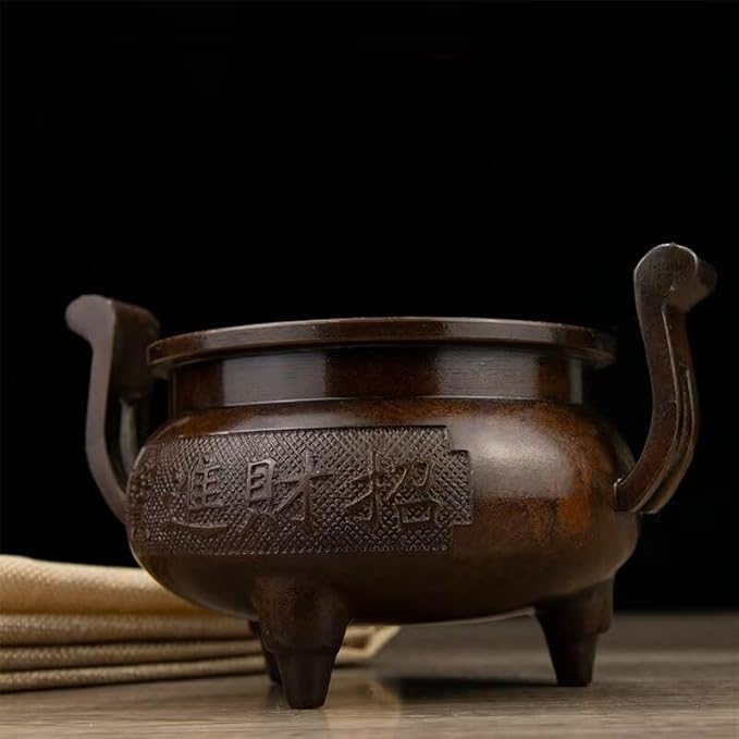 Incense Burner Chinese Incense Holder Brass Incense Burner Zen Copper Incense Burner Antique Style Home Office Fengshui Decor 7 * 5.1 * 4.3IN 2.2LB