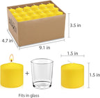 36 Packs Yellow Votive Candles, Unscented 1.5 Inch Diameter Wax Solid Colored Candles for Wedding, Party & Home Dinner Table Decoration - 10 Hour Burning