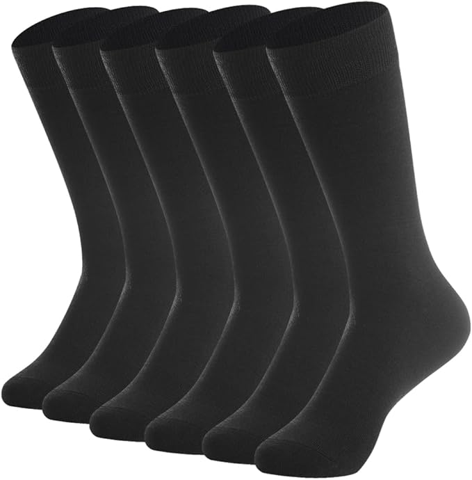 BISOUSOX Merino Wool Socks for Men, Thin Wool Socks Mens Black Dress Sock Crew Calf Long Tube Boot Size 9-12