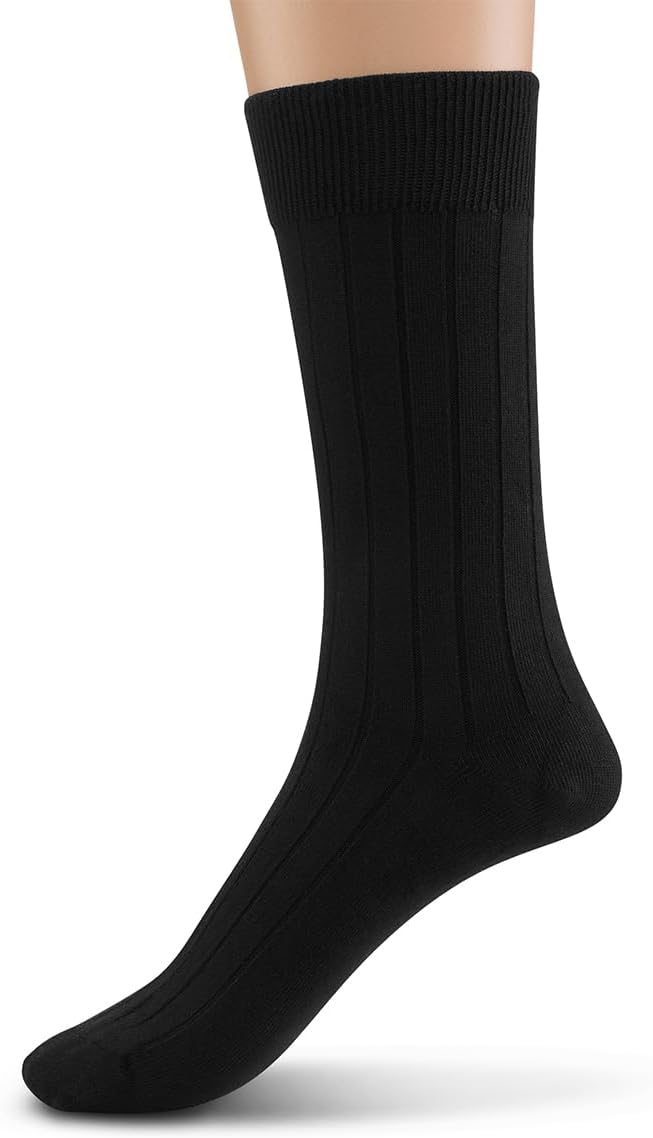 Modal Mens Crew Socks, Formal Mid-Length Dress Calf Socks 2 or 4 Pk