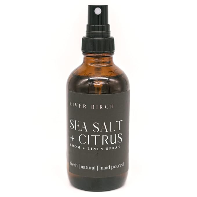 River Birch Sea Salt + Citrus Scented Linen and Room Spray | Home Fragrance | 4 oz Glass Amber Bottle | Luxury Signature Scent | Handmade in Texas