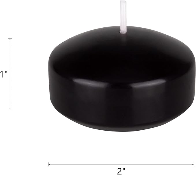 Mega Candles 12 pcs Unscented Black Floating Candles, Hand Poured Wax Candle 2 Inch Diameter, Home Décor, Wedding Receptions, Centerpieces, Occasions, Events, Festivities, Meditations, Spas