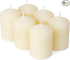 White Beeswax Votive Candles, Natural Beeswax Pillar Candle Votives 6 Packs 1.37"x1.85", Non-Toxic and Smokeless, 9 Hour Burn Time for Weddings, Christmas, Advent, Spa Relax, Prayers