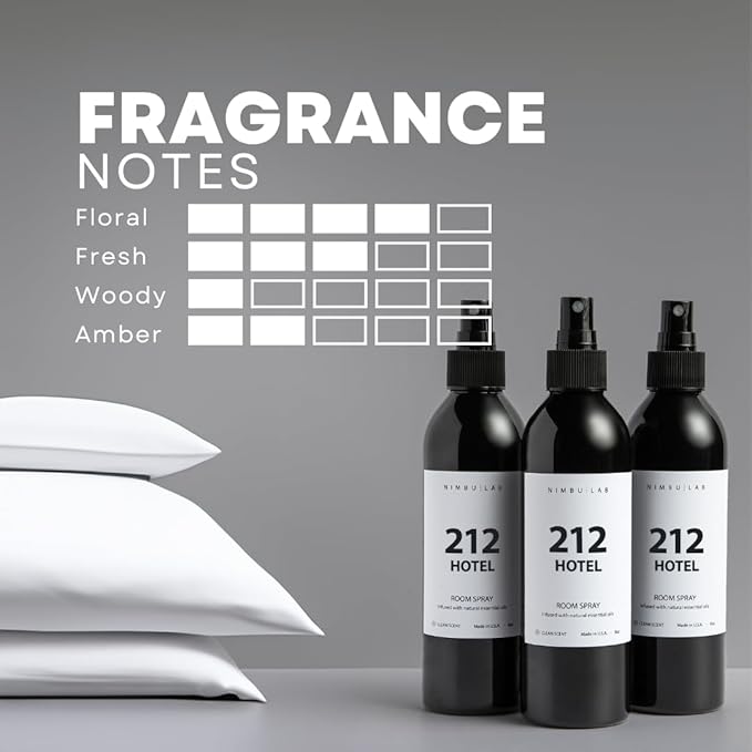 Room Spray for Home 212 Hotel - Air Freshener for Home - Linen Spray for Bedding, Pillow Spray - Floral and Marine (Sea Salt and Orchid) - Room Freshener. Long Lasting - 8oz/237ml by Nimbu Lab