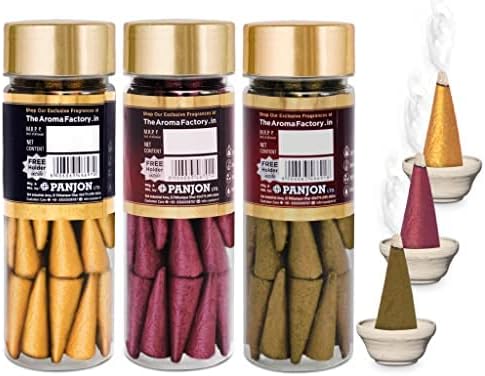 The Aroma Factory Organic Incense Dhoop Cones 3x30 Cones Jute Gift Set with Holder (Royal Luxury)