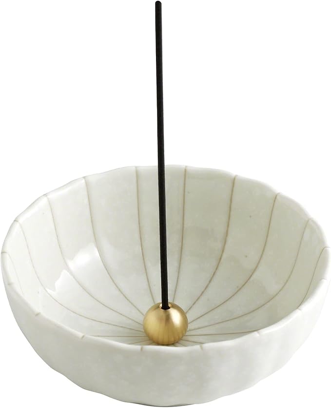 Asayu Japan Low Smoke Incense Gift Set with Incense Holder and Brass Stand, Premium Japan Set (Sakura & Green Tea) Incense Sticks with White Lotus Incense Holder