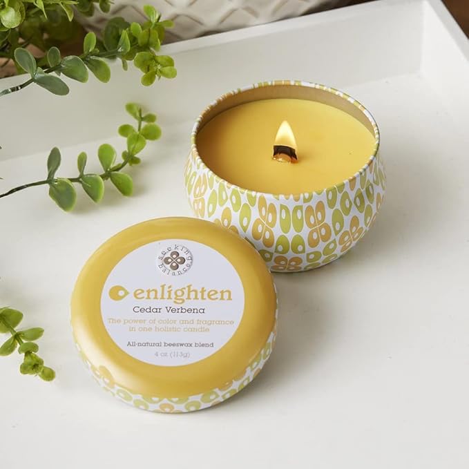 Root Candles Seeking Balance Wood Wick Spa Candle Aromatherapy Candles, 4-Ounce Travel Tin, Enlighten: Cedar Verbena